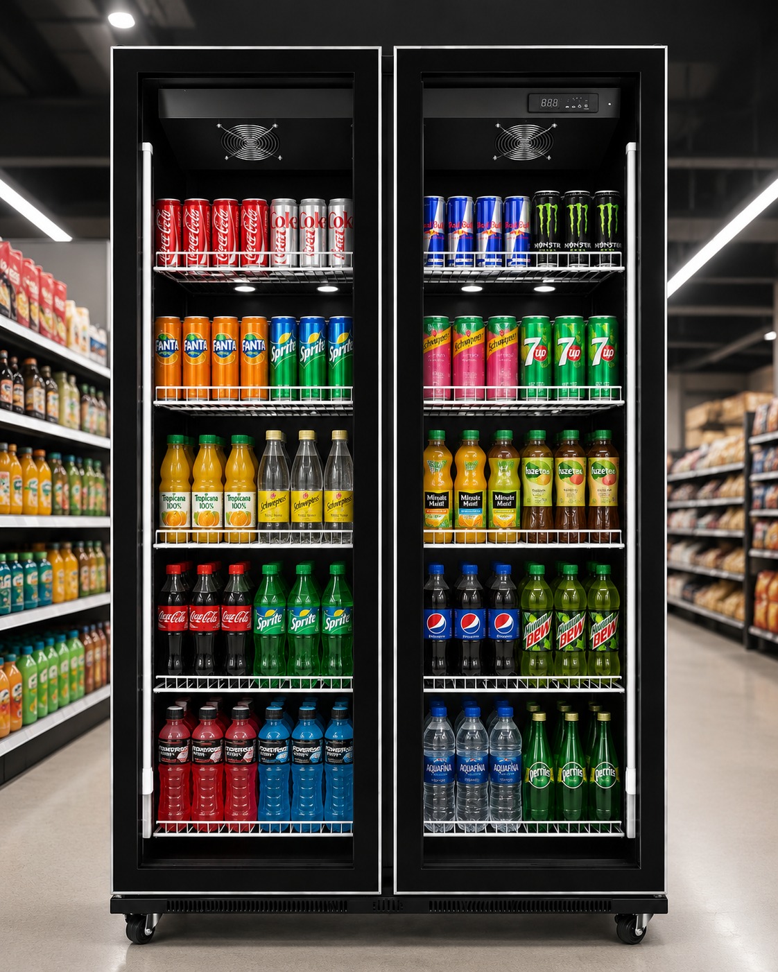 LNG 3LED Color Display 900 Litre Double Door Bar Chiller - LNGSC900 - Image 4